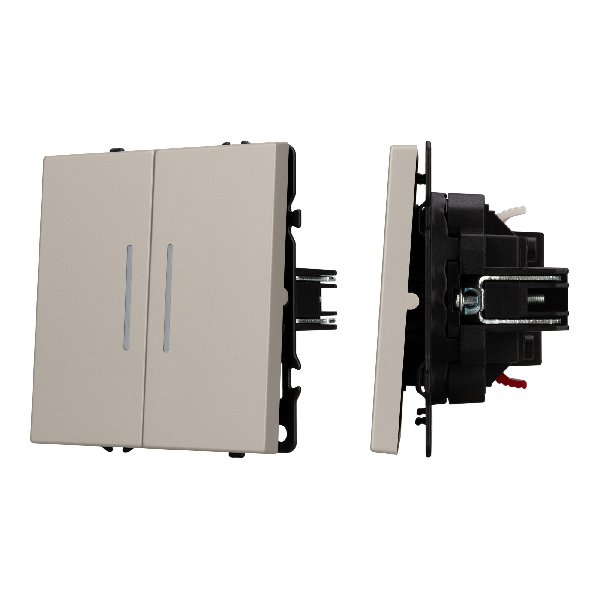 Механизм выключателя двухклавишный проходной LED SWT-NOBE-MKP2-SFPL-L-CA (230V, 10A) (Arlight, Кашем