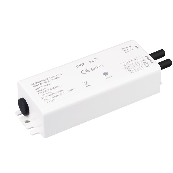 INTELLIGENT ARLIGHT Диммер SMART-PWM-104-72-SH-WP-SUF (12-48V, 4x5A, IP67, 2.4G)  (IARL, IP67 Пласти
