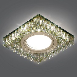 Светильник Точечный ДекорСтекло MR16+LED2700К 1х50Вт GU5.3 Шампань 95х95х35мм IP20 BL033 Gauss