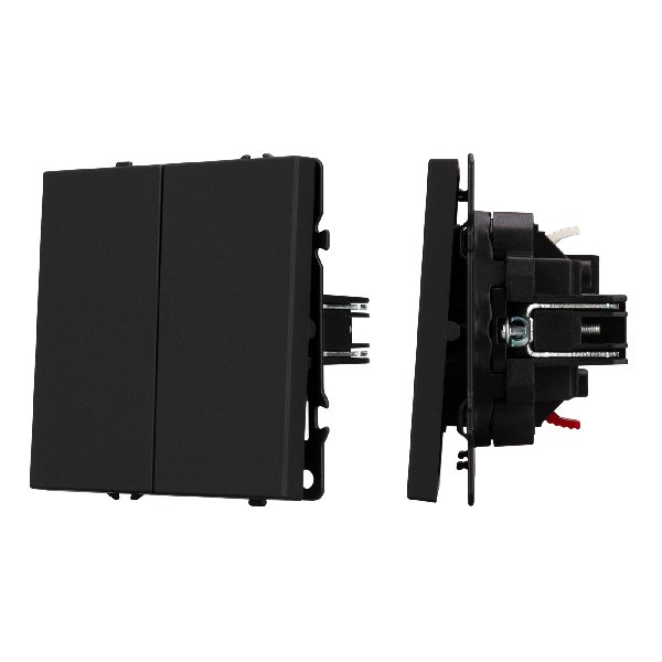 Механизм выключателя двухклавишный непроходной SWT-NOBE-MK02-SFPL-BK (230V, 10A) (Arlight, Черный он