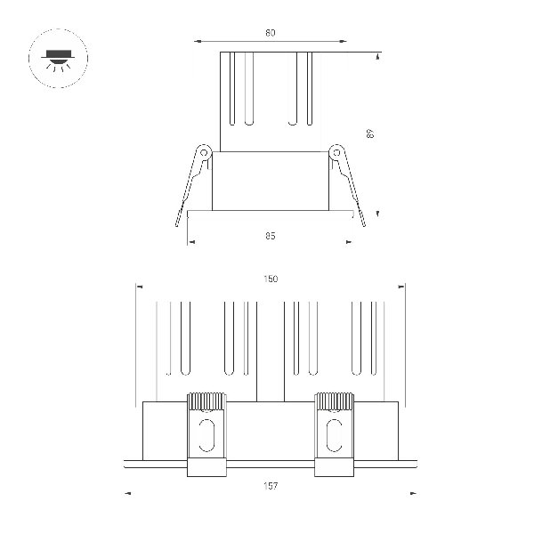 Светильник MS-FLOW-BUILT-S157x85-2x12W Warm3000 (WH, 55 deg, 230V) (Arlight, IP20 Металл, 5 лет)