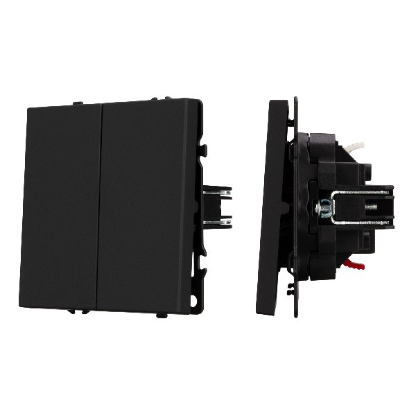 Механизм выключателя двухклавишный проходной SWT-NOBE-MKP2-SFPL-BK (230V, 10A) (Arlight, Черный оник
