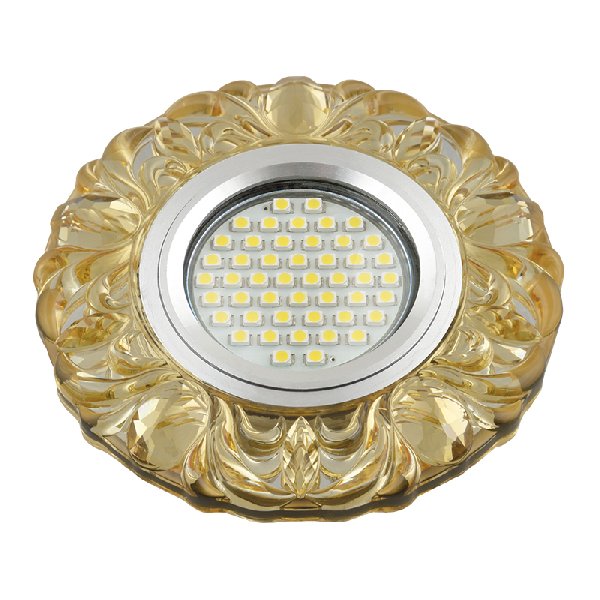 Светильник Точечный ДекорСтекло MR16+LED GU5.3 Желтый(светлый) D95х20мм Luciole L136 Fametto