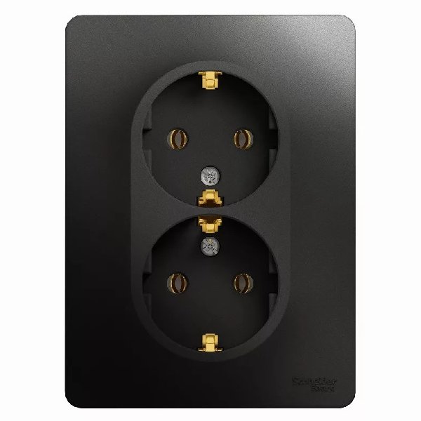 Розетка Встраив Двойная с Заземлением Антрацит IP20 16А 250В GLOSSA Schneider Electric