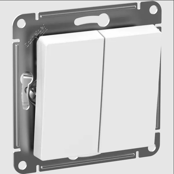 Выключатель В Рамку Двухклавишный Без Подсветки Белый IP44 10А 250В ATLASDESIGN AQUA SE