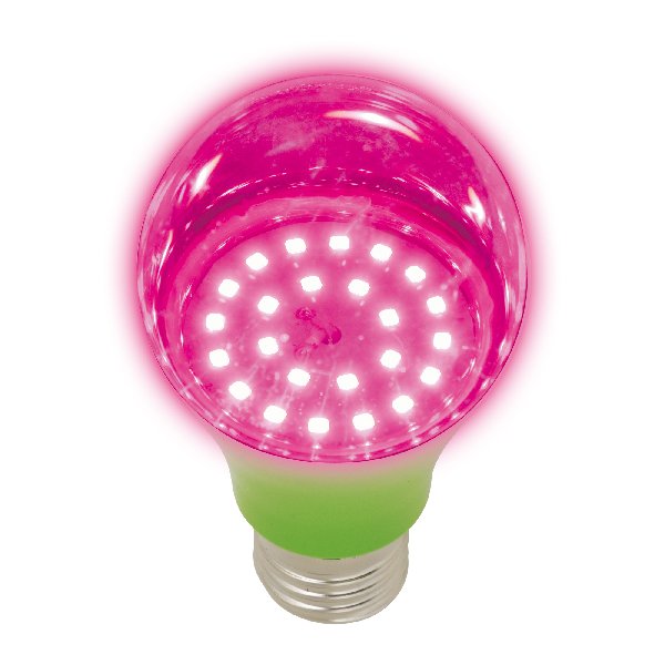 Лампа LED Е27 Груша 220В     8Вт Розовый спектр D60х110мм Прозрачная колба 220º ФИТО Uniel