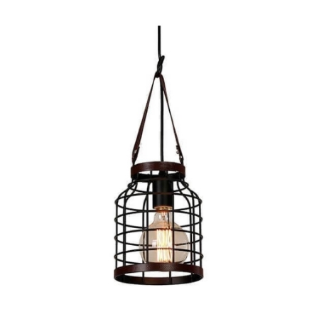 Светильник подвесной  1*E27  d=170mm h=220mm. Цвет: ORB+Dark brown leather svetlon