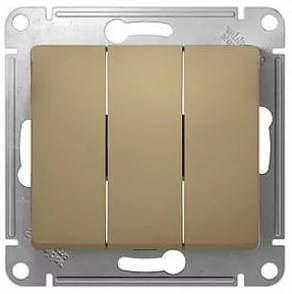 Выключатель В Рамку Трехклавишный Без Подсветки Титан IP20 10А 250В GLOSSA SE