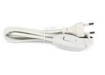 Сетевой шнур Белый с плоской вилкой с выключателем 1,7 м ШВВП 2х0,75 SMARTBUY