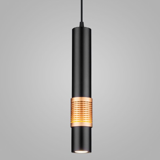 Светильник Подвесной Цилиндр MR16+LED4200K 1х50Вт GU10 Черный-Золото D55х350мм IP20 DLN001 ES