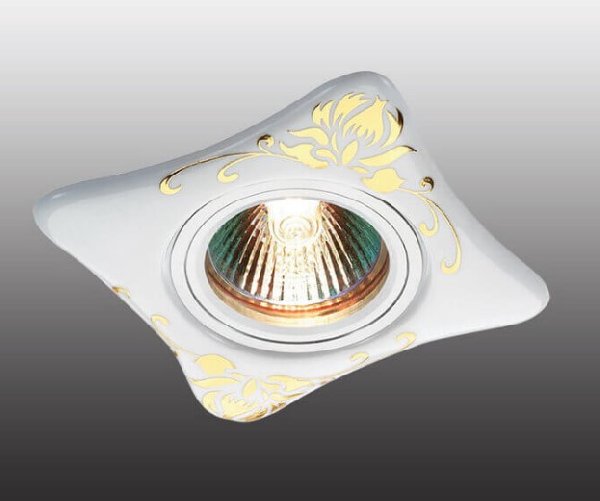 Светильник Точечный Врезной MR16 1х50Вт GU5.3 Белый+Золото 95x95x13мм IP20 Ceramic Novotech