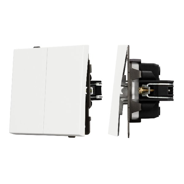 Механизм выключателя двухклавишный проходной SWT-TENDO-MKP2-SFPL-WH (230V, 10A) (Arlight, Матовый бе