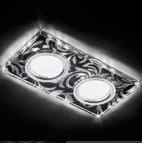 Светильник Точечный ДекорСтекло MR16+LED 2х50Вт GU5.3  Черный-Серебро 170х90x20мм IP20 S234 Ambrella