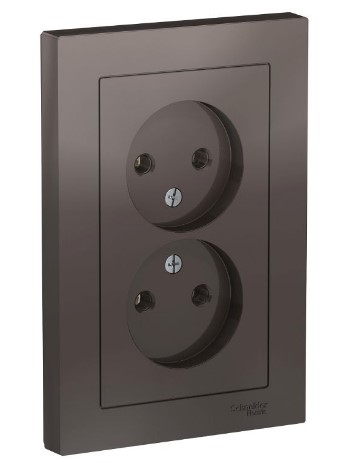 Розетка Встраив Двойная Без Заземления Мокко IP20 10А 250В ATLASDESIGN Schneider Electric