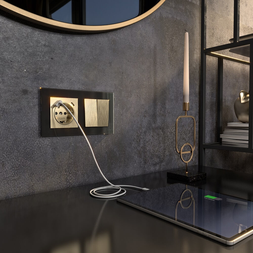 Розетка с USB Type-A и Type-C