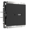Розетка USB+USB-C В Рамку Одинарная  Черный IP20   Универс Werkel