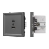 Механизм USB розетки SCT-TENDO-MUAC-SFPL-GR (5V, 3A, QC3) (Arlight, Матовый графитовый)