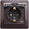 Розетка Встраив Одинарная c Заземлением+Шторки+Крышка Шоколад IP44 16А 250В GLOSSA Schneider Electri