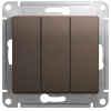 Выключатель В Рамку Трехклавишный Без Подсветки Шоколад IP20 10А 250В GLOSSA SE