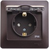 Розетка Встраив Одинарная c Заземлением+Шторки+Крышка Антрацит IP44 16А 250В GLOSSA Schneider Electr
